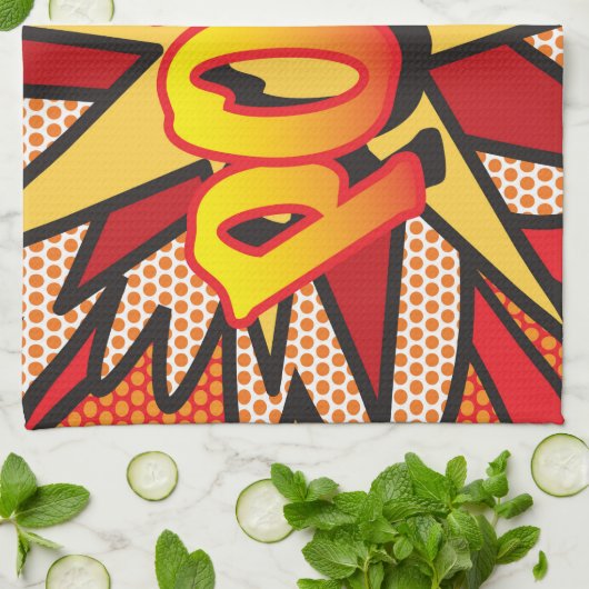 Modernes Fun Comic Pop Kunst, Dichtung und Musik Geschirrtuch (Gefaltet)