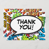 Modernes Fun Comic Typografisches Buch Dankeskarte (Vorne/Hinten)