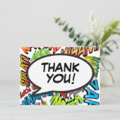 Modernes Fun Comic Typografisches Buch Dankeskarte (Stehend Vorderseite)