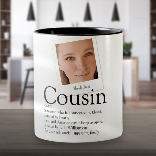 Modernes Fun Cousin Definition Foto Zweifarbige Tasse