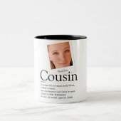 Modernes Fun Cousin Definition Foto Zweifarbige Tasse (Mittel)
