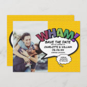 Modernes Fun Foto farbenfroh WHAM Save the Date Ankündigungspostkarte (Vorne/Hinten)