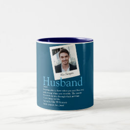Modernes Fun Husband Definition Foto Blau Zweifarbige Tasse