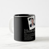 Modernes Fun Husband Definition Foto Schwarz Zweifarbige Tasse (Vorderseite Links)