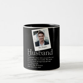 Modernes Fun Husband Definition Foto Schwarz Zweifarbige Tasse