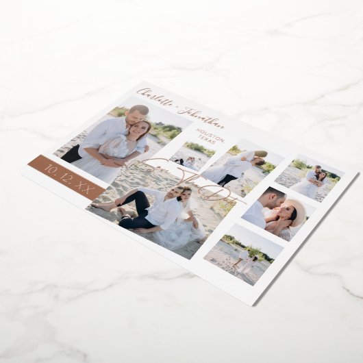 Modernes Fun Multi-Foto Save the Date Bar Folieneinladung (Gedreht)