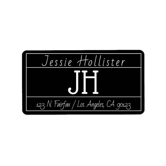 Modernes Fun Schwarz & Weiß Rücksendesiegel Adressaufkleber (Vorne)