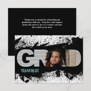 Modernes Funky Black Platsch GRAD Foto Vielen Dank Einladung