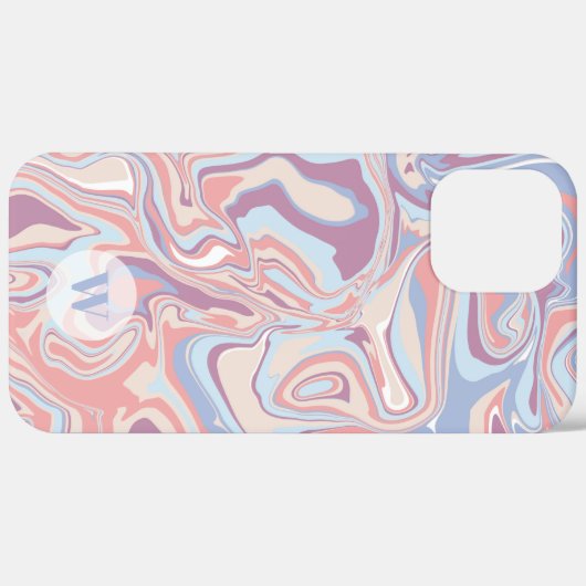 Modernes Funky Marble Pastel Lila Monogram Case-Mate iPhone Hülle (Hinten (horizontal))
