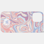 Modernes Funky Marble Pastel Lila Monogram Case-Mate iPhone Hülle (Rückseite / Rechts)
