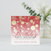 Modernes Funky Red Gold Party Einladungen zum Gebu (Stehend Vorderseite)