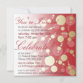 Modernes Funky Red Gold Party Einladungen zum Gebu (Rückseite)