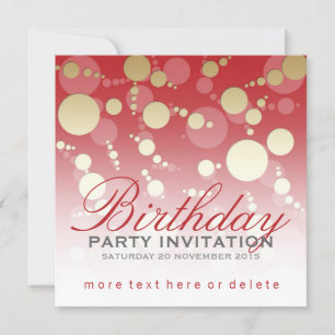 Modernes Funky Red Gold Party Einladungen zum Gebu