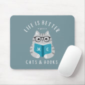 Modernes Funny Book Lover Mit Monogramm Mousepad (Mit Mouse)