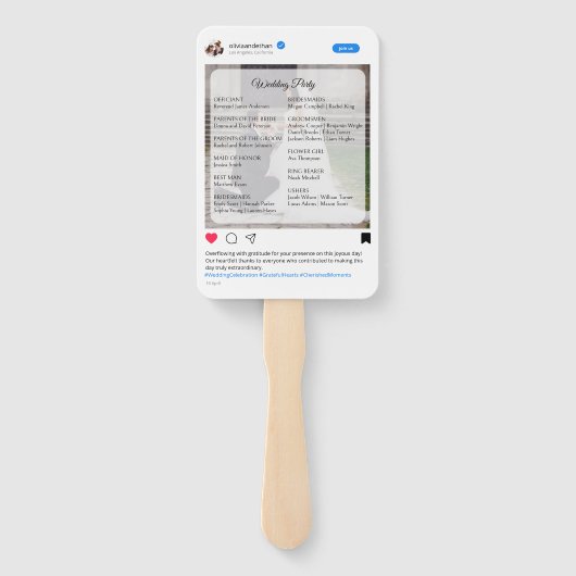 Modernes Funny Social Media Hochzeitsprogramm Fächer (Rückseite)