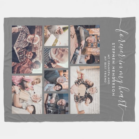 Modernes für immer in meinem Herzen 8-Foto Collage Fleecedecke (Vorderseite (Horizontal))