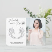 Modernes für immer in unserem Herz-Wings-Foto Dankeskarte (Stehend Vorderseite)