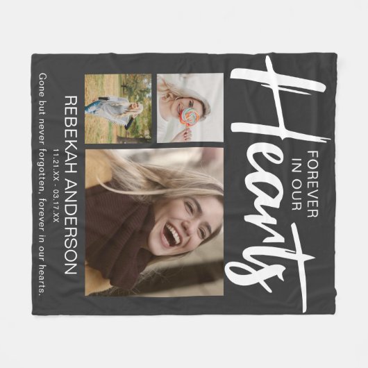 Modernes für immer in unserem Herzen | Memorial Fleecedecke (Vorderseite (Horizontal))