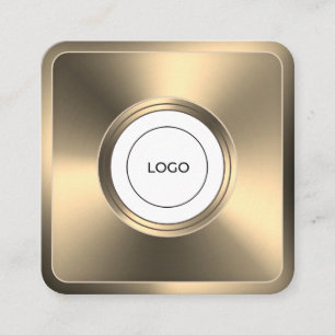 Modernes, futuristisches, goldenes Rahmen mit Logo Quadratische Visitenkarte