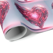 Modernes futuristisches leuchtendes rosa Herz Geschenkpapier (Rolleneckpunkt)
