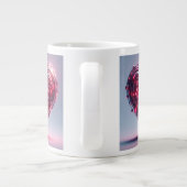 Modernes futuristisches leuchtendes rosa Herz Jumbo-Tasse (Rückseite)