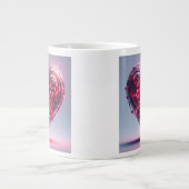 Modernes futuristisches leuchtendes rosa Herz Jumbo-Tasse (Vorderseite)