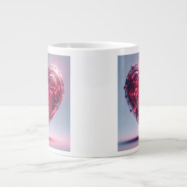 Modernes futuristisches leuchtendes rosa Herz Jumbo-Tasse