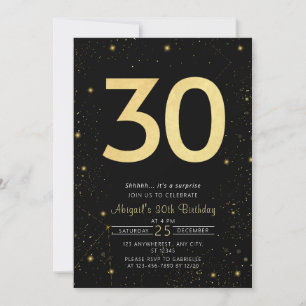 Modernes Galaxy Black und Gold 30. Geburtstags-Par Einladung