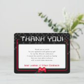 MODERNES GAMING DANKS Bar Mitzvah cool schwarz rot Dankeskarte (Stehend Vorderseite)