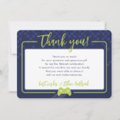 MODERNES GAMING DANKS Bar Mitzvah Marine blau Limo Dankeskarte (Vorderseite)