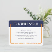 MODERNES GAMING DANKS Bar Mitzvah Marine blau oran Dankeskarte (Stehend Vorderseite)