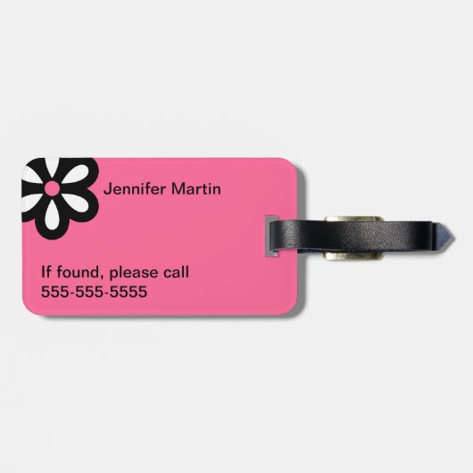 Modernes Gänseblümchen-personalisierter Gepäckanhänger (Rückseite horizontal)