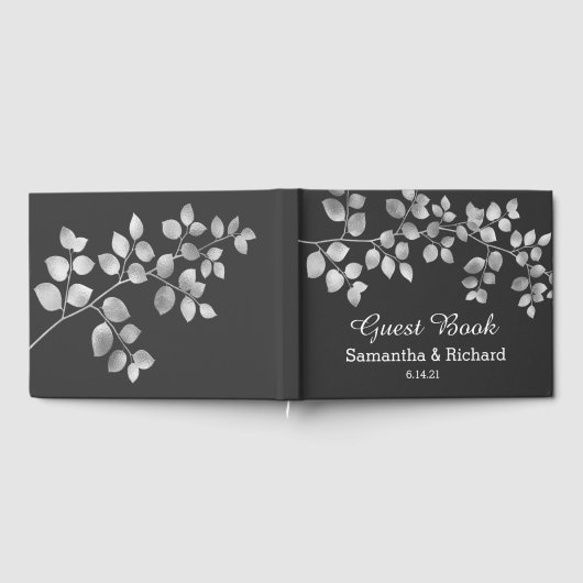 Modernes Gästebuch aus Silver Floral (Voll)