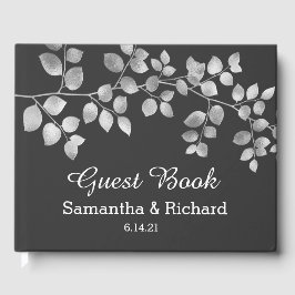 Modernes Gästebuch aus Silver Floral