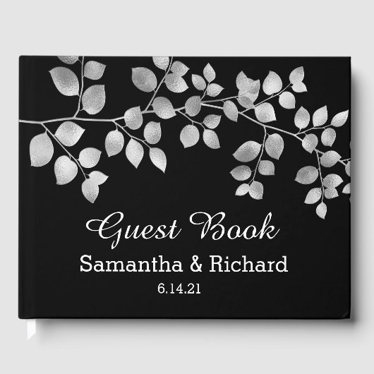 Modernes Gästebuch aus Silver Floral (Vorderseite)