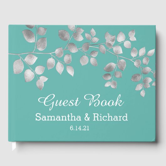 Modernes Gästebuch aus Silver Floral (Vorderseite)