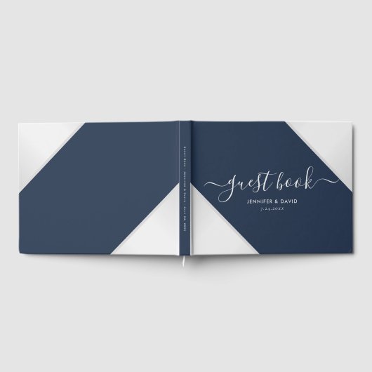 Modernes Gästebuch für Navy Blue und Silver Weddin (Voll)