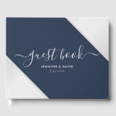 Modernes Gästebuch für Navy Blue und Silver Weddin (Vorderseite)