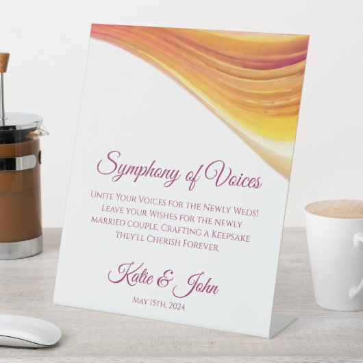 Modernes Gästebuch in Rosa Gelb- Sockelschild (In Situ)