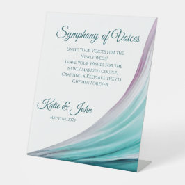 Modernes Gästebuch signiert Lila und Aquamarin- Sockelschild