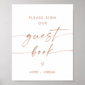 Modernes Gästebuch-Zeichen, Terracotta Wedding Sig Poster (Vorne)