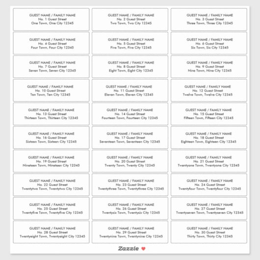 Modernes Gästebuchtel Aufkleber (Blatt)