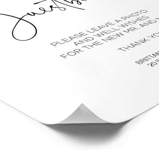 Modernes Gästebuchzeichen für moderne Hochzeiten - Poster (Ecke)