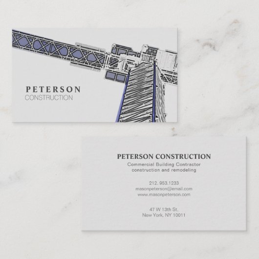 Modernes Gebäude Bauturm Krane Grau Visitenkarte (Vorne/Hinten)