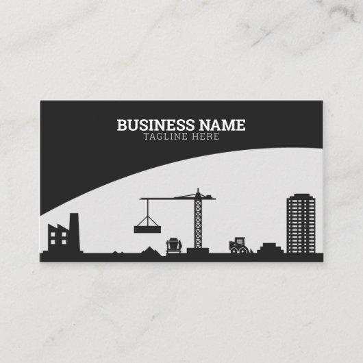 Modernes Gebäude für die Baustelle in Schwarz und  Visitenkarte (Vorderseite)