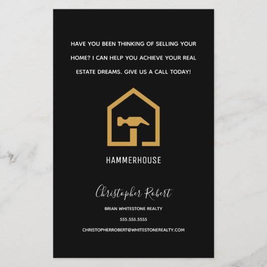 Modernes Gebäude für Schwarz und Golden Constructi Flyer (Vorne)