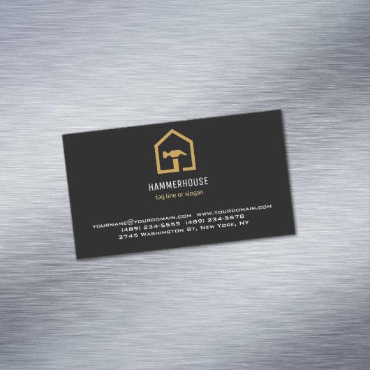 Modernes Gebäude für Schwarz und Golden Constructi Magnetische Visitenkarte (Beispiel)