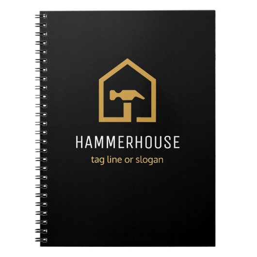 Modernes Gebäude für Schwarz und Golden Constructi Notizblock (Vorderseite)