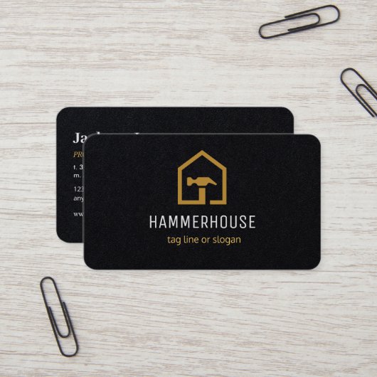 Modernes Gebäude für Schwarz und Golden Constructi Visitenkarte (Vorderseite/Rückseite Beispiel)
