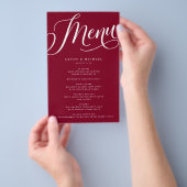 Modernes Geblüht Skript, Burgundy Paper Menu Flyer (Handgriff)